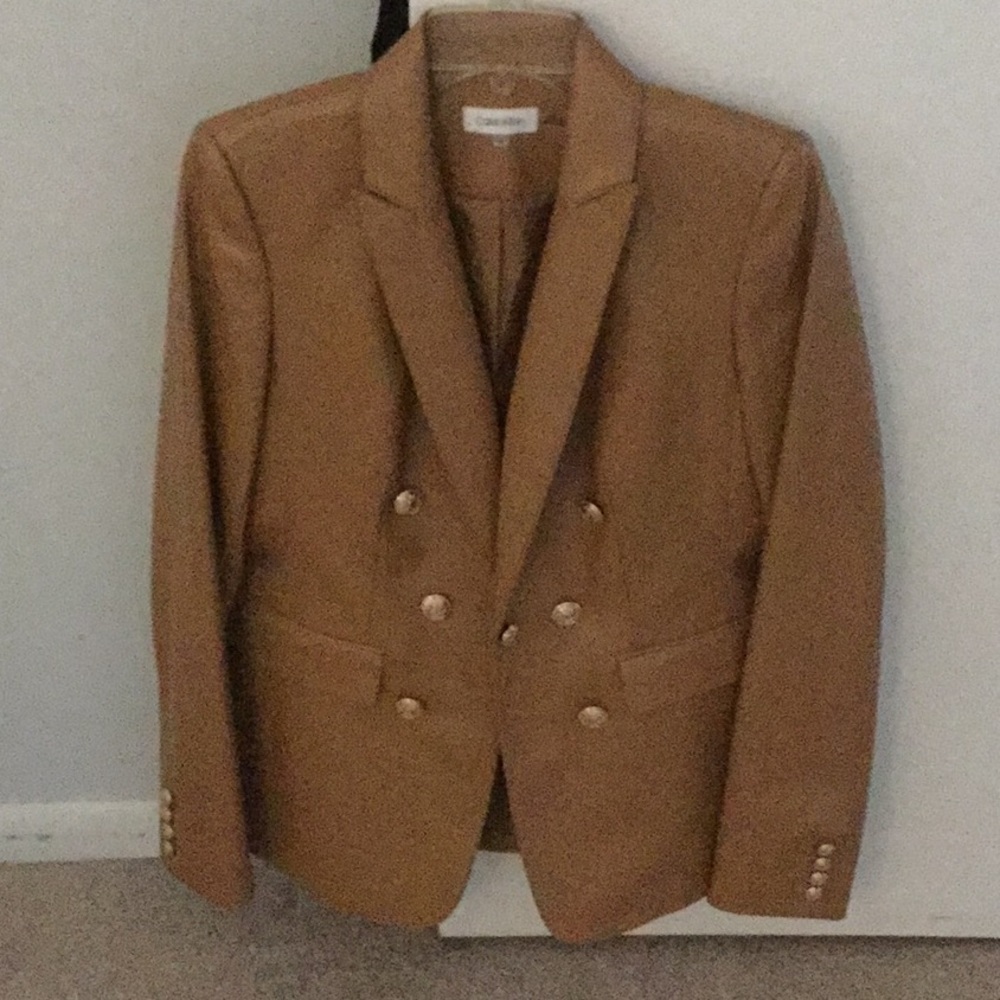 Calvin Klein leather double breasted blazer jacket